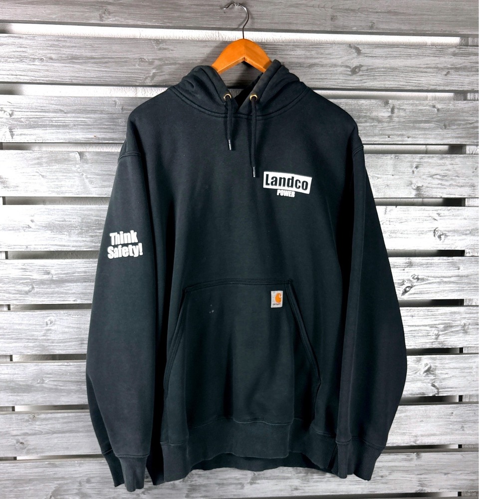 Carhartt Mens Hoodie Sweatshirt L/XL 100615 vintage distressed heavyweight black